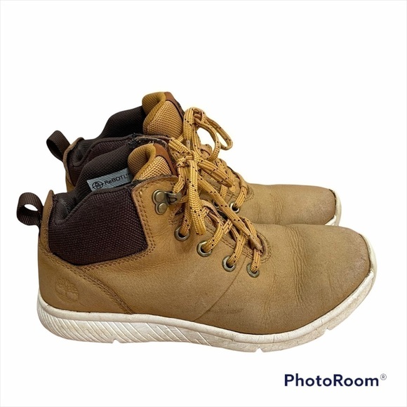 Timberland Sneaker Boots Tan Sz 3 Leather Kids - Picture 1 of 10